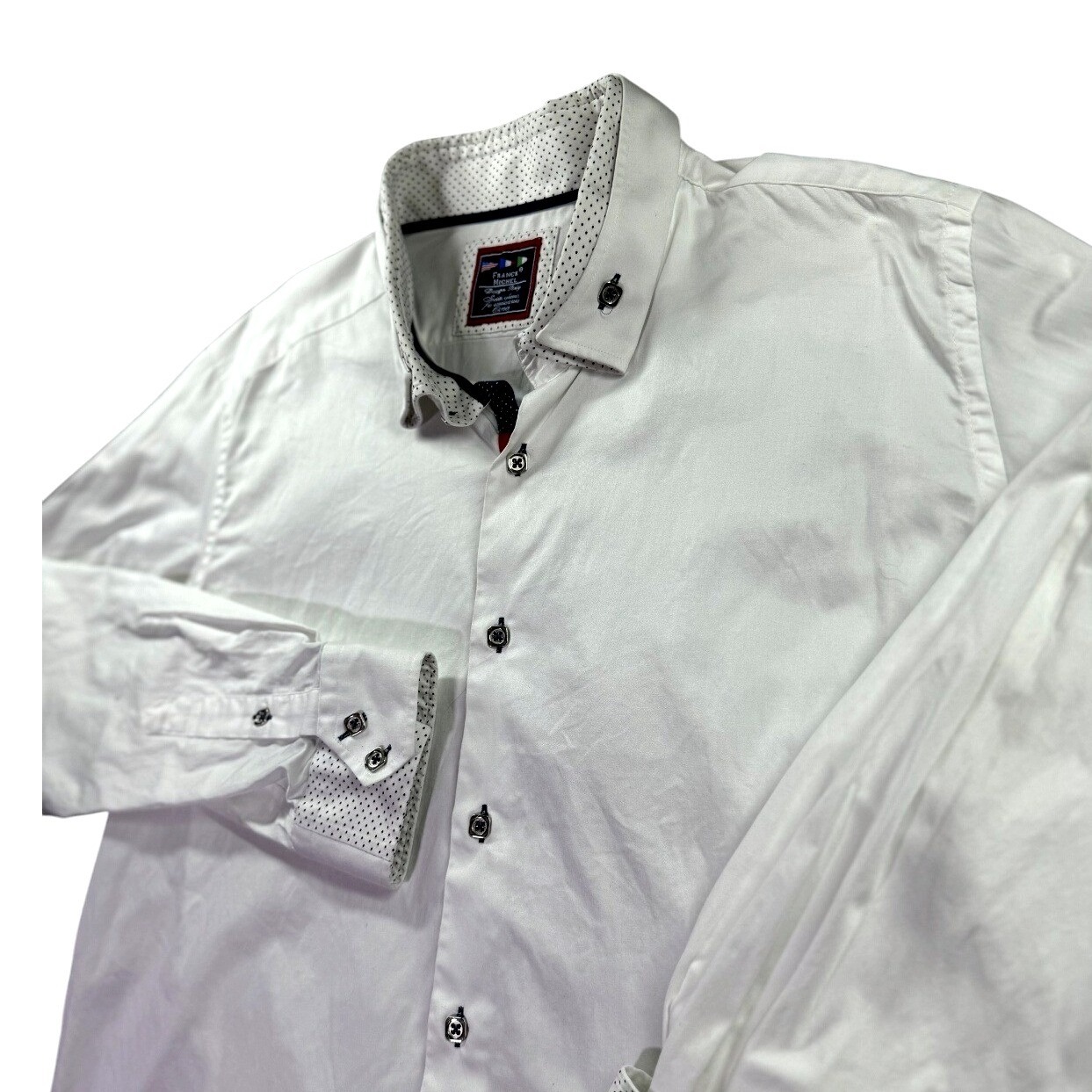 Franck Michel Shirt Men 3xl White Flip Cuff Inverted Collar French Dress Button